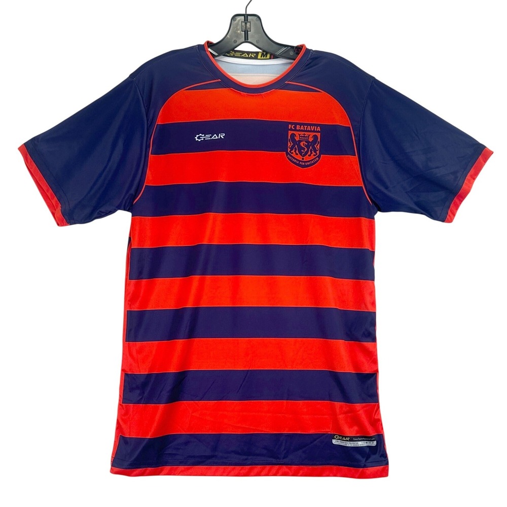 Gear FC Batavia Soccer Jersey Mens Medium‎ Navy Orange Striped Blokecore Sport